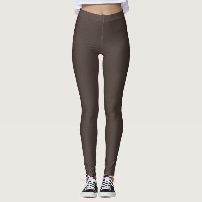 Autumn Trend Colour Coffee Brown Solid Leggings (Front)