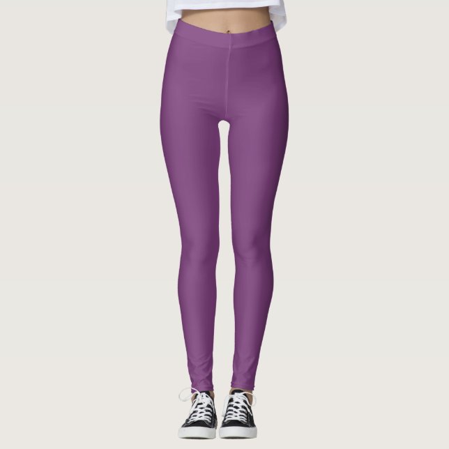 Autumn Trend Colour Plum Purple Solid Leggings (Front)