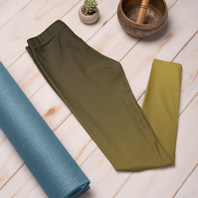 Autumn Trend Colour Sunny Olive Ombre Leggings (Mockup 1 Sunny Olive)