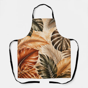 Autumn Tropical Monstera Botanical Pattern Apron