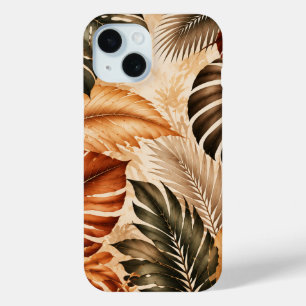 Autumn Tropical Monstera Botanical Pattern iPhone 15 Case