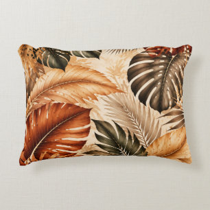 Autumn Tropical Monstera Botanical Pattern Decorative Cushion