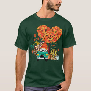 Autumn Truck Gnomes Leopard Pumpkin Fall Leaves Th T-Shirt