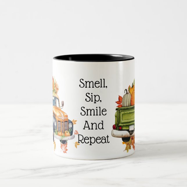 Autumn Trucks Two-Tone Coffee Mug (Center)