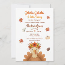 Autumn Turkey Baby Shower Invitation