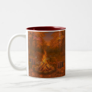 Autumn Twilight Bonfire Two-Tone Coffee Mug