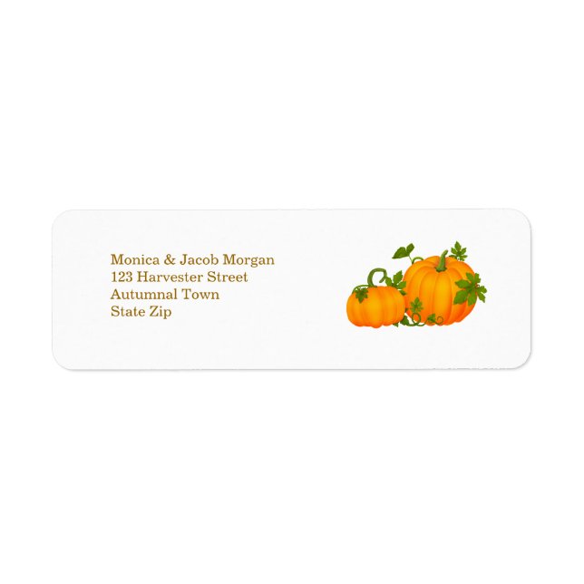 Autumn two pumpkins Label Return Address Label (Front)