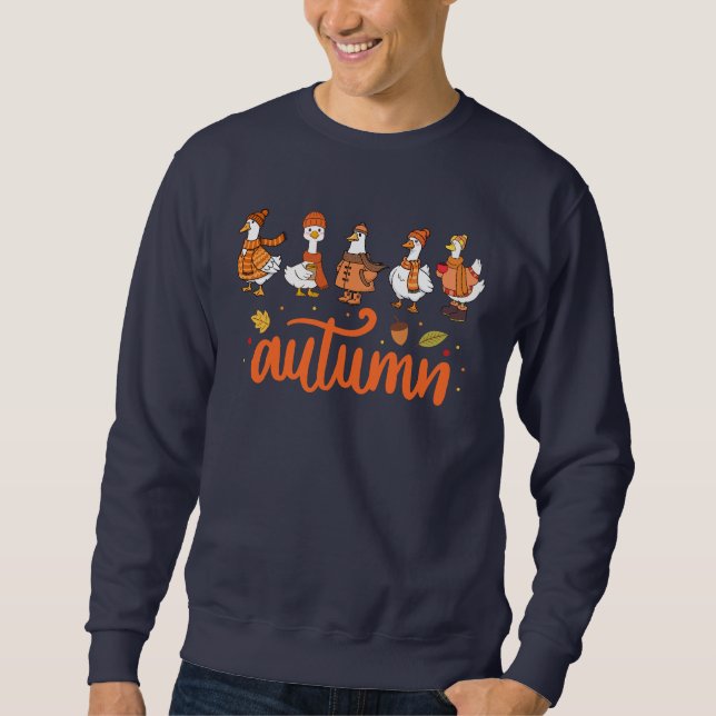 Autumn Typography Ducks Graphic Cosy Fall Sweatshirt (Front)
