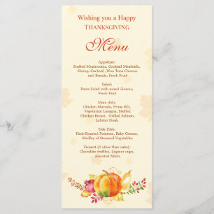 Autumn Vegetables & Fruits Thanksgiving Flat Menu