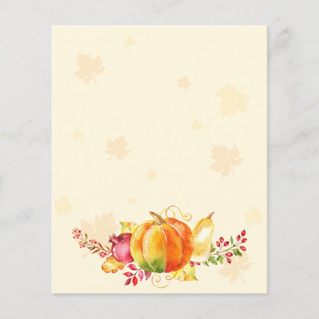 Autumn vegetables, fruits Thanksgiving Letterhead (Front)