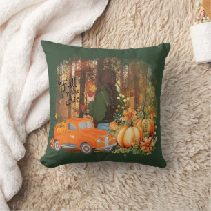 Autumn Vibes, A Car Loaded With Pumpkin Cushion