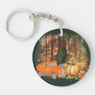 Autumn Vibes, A Car Loaded With Pumpkin Key Ring