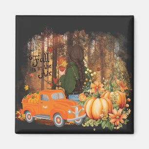 Autumn Vibes, A Car Loaded With Pumpkin Magnet