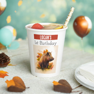Autumn vibes Boar - 1st birthday - Paper Cups