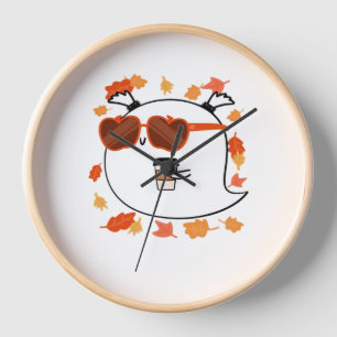 Autumn Vibes Cute Ghost Classic T-Shirt Clock