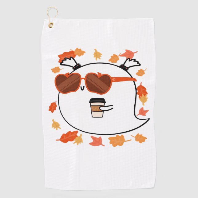 Autumn Vibes Cute Ghost Classic T-Shirt Golf Towel (Front)