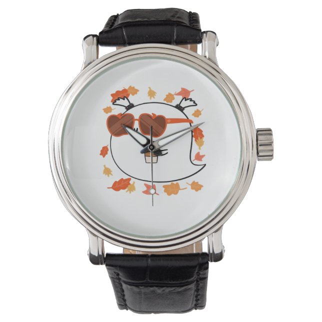 Autumn Vibes Cute Ghost Classic T-Shirt Watch (Front)