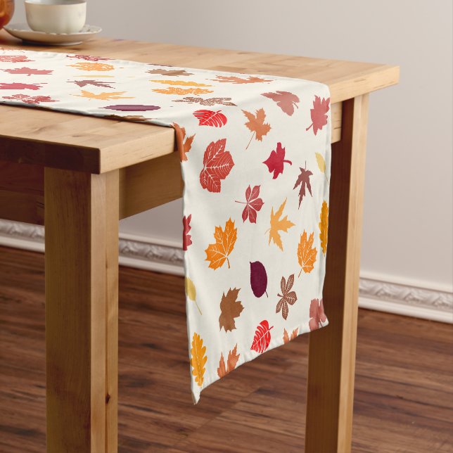 Autumn Vibes Fall Leaves Short Table Runner (In Situ)