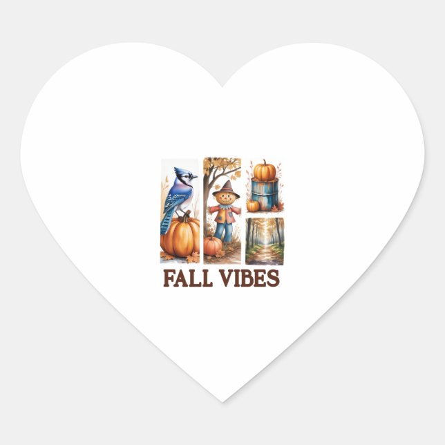 Autumn Vibes Fall Vibes Heart Sticker (Front)
