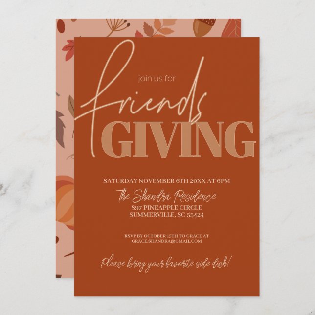 Autumn Vibes Friendsgiving Invitation (Front/Back)