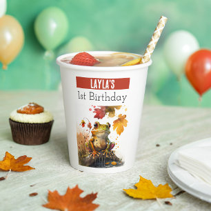 Autumn vibes Frog - 1st birthday - Paper Cups