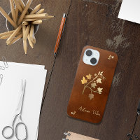Autumn vibes golden vine branch brown leather