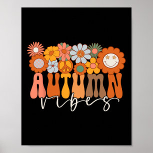 Autumn Vibes Groovy Design Fall Lover Thanksgiving Poster