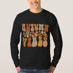 Autumn Vibes Groovy Design Fall Lover Thanksgiving T-Shirt