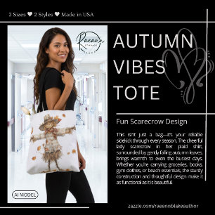 Autumn Vibes Lady Scarecrow Tote Bag