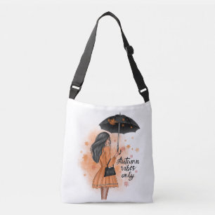 Autumn Vibes Only Fall Fashion Girl Large Crossbody Bag