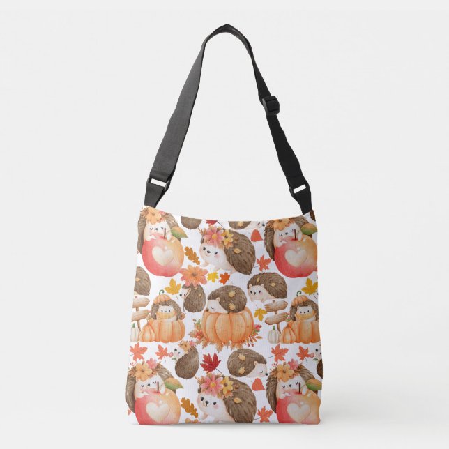 Autumn vibes Pattern Porcupine Crossbody Bag (Front)