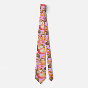Autumn vibes Pattern Porcupine Pink BG Tie