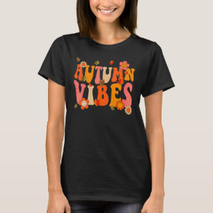 Autumn Vibes Retro Groovy Hello Fall Thanksgiving T-Shirt