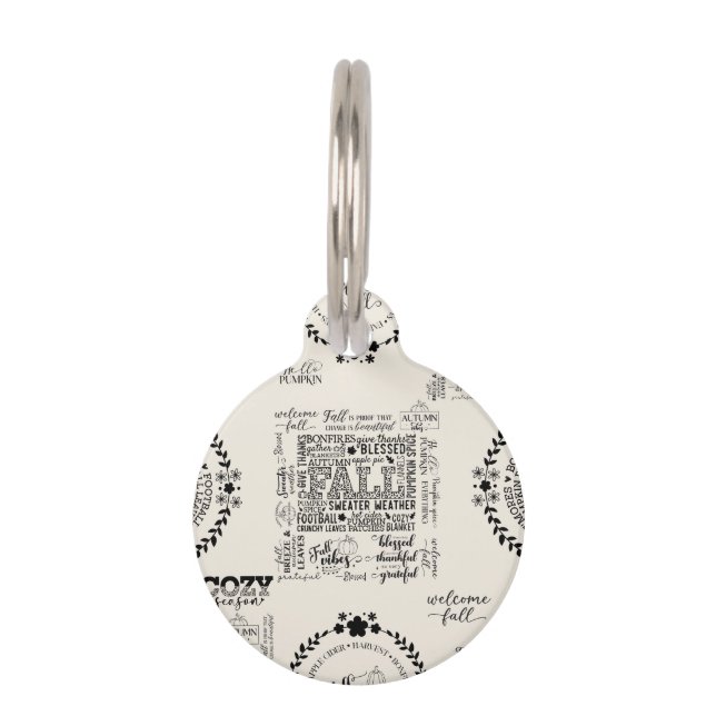 Autumn Vibes Round Pet Tag- Customisable  Tag (Front)