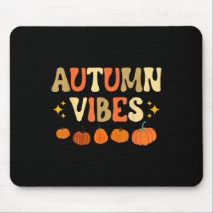 Autumn Vibes Women Men Kids Groovy Floral Retro Fa Mouse Pad