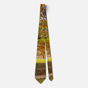 Autumn View Bench Neck Tie
