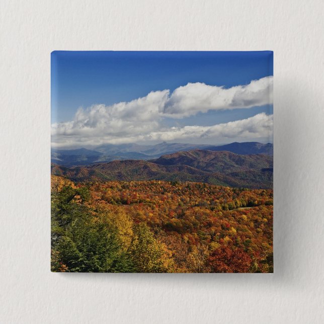 Autumn view of Southern Appalachian Mountains 15 Cm Square Badge (Front)