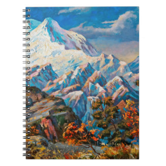 Autumn view of the two-headed mountain Elbrus. Mou Notebook