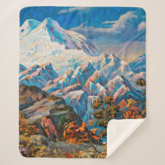 Autumn view of the two-headed mountain Elbrus. Mou Sherpa Blanket