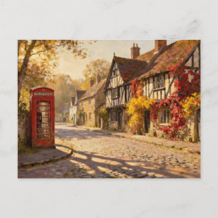 Autumn Village Scene in Golden Light Postcard