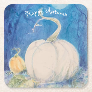 Autumn Vine Pumpkin Patch Maureen Girard Fall Square Paper Coaster