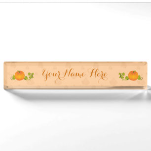 Autumn Vine Pumpkin with Customisable Text Nameplate