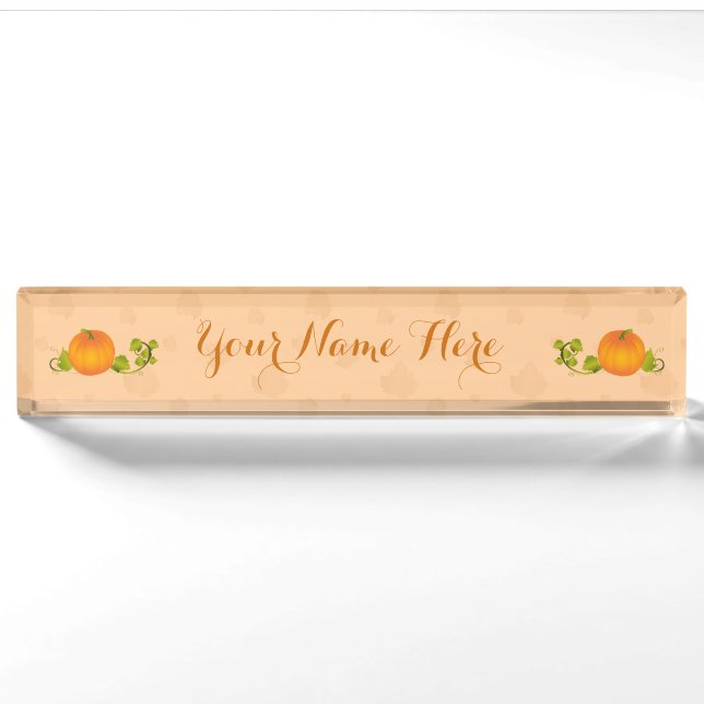 Autumn Vine Pumpkin with Customisable Text Nameplate (Front)