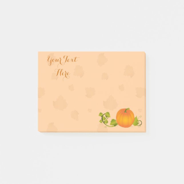 Autumn Vine Pumpkin with Customisable Text Post-it Notes (Front)