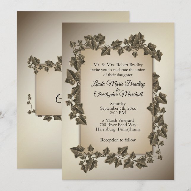 Autumn Vines Wedding Invitation (Front/Back)