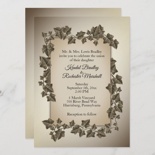 Autumn Vines Wedding Invitation 5.5" x 7.5" (Front/Back)