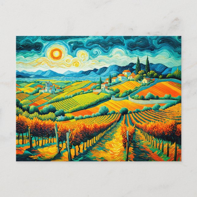 Autumn Vineyards in Rich Harvest Colours Holiday Postcard (Front)