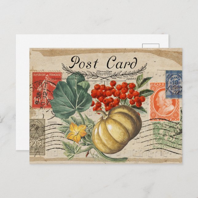AUTUMN VINTAGE COLLAGE POSTCARD (Front/Back)