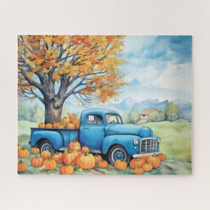 Autumn Vintage Pickup and Pumpkins 16x20 Jigsaw Puzzle