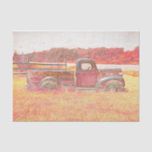 Autumn Vintage Retro Rustic Red Farm Truck Tissue Paper